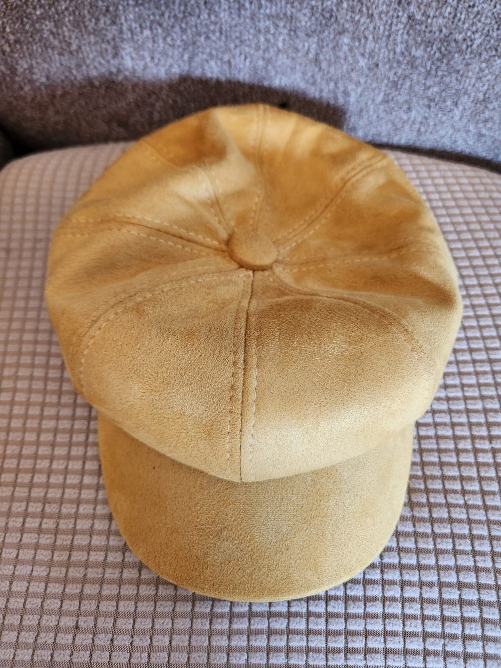 Mustard Yellow FAUX Suede Newsboy Cap - Unbranded